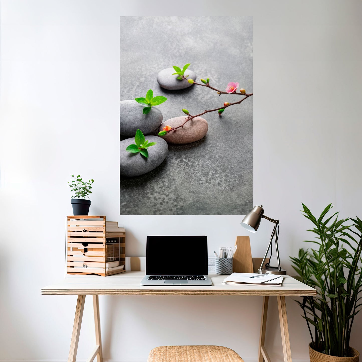STENAR OCH BLOMMOR Vertikal poster med självhäftande mönster