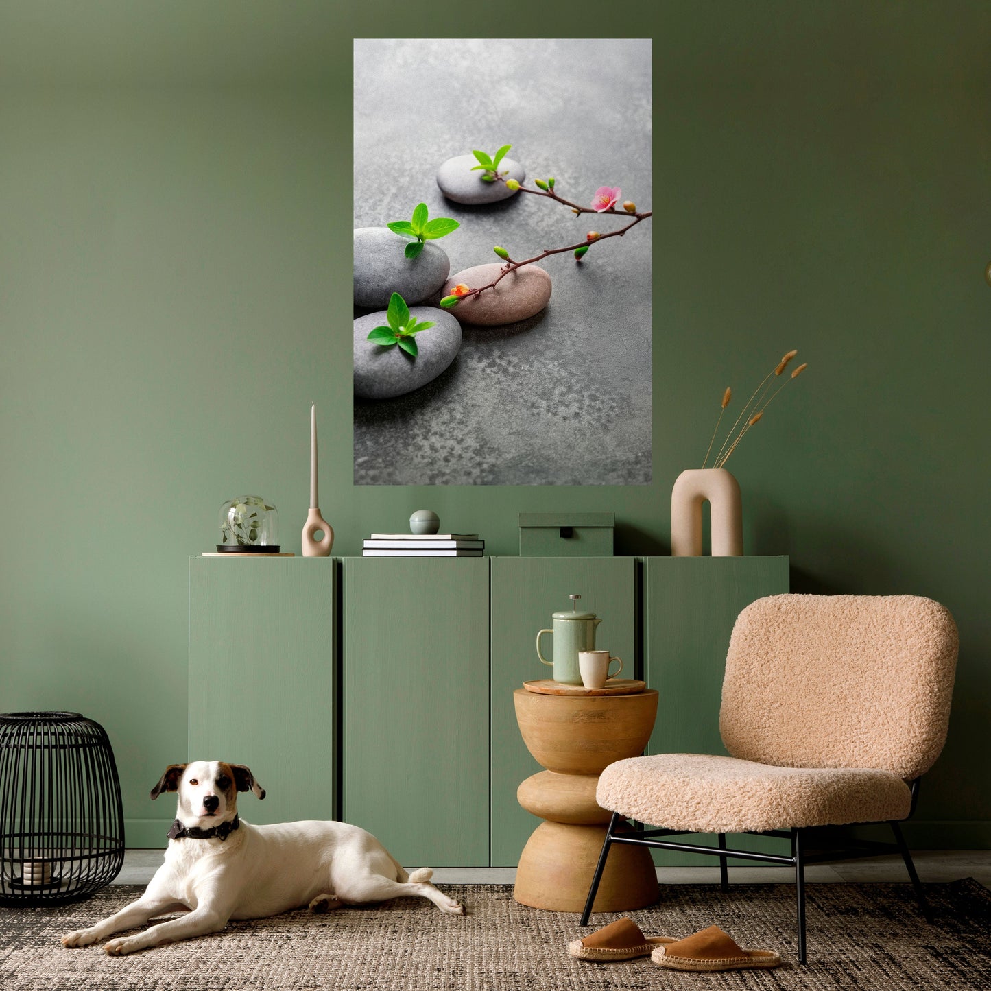 STENAR OCH BLOMMOR Vertikal poster med självhäftande mönster