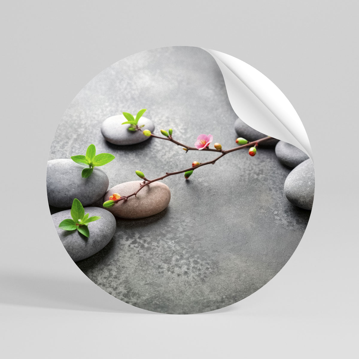 STONES AND BLOSSOMS Rund väggdekal