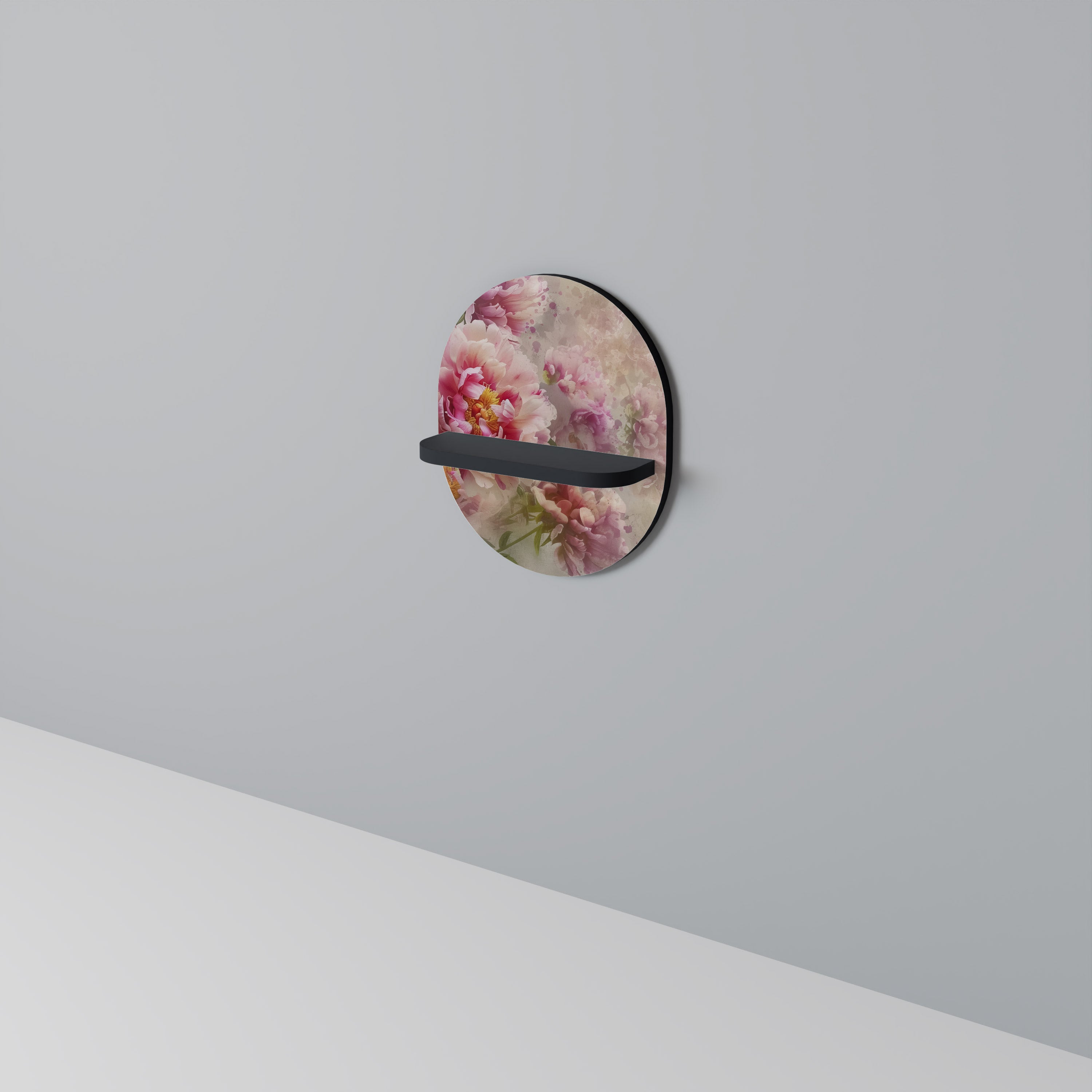 PEONY WHISPER Oval konsthylla i svart finish