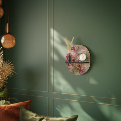PEONY WHISPER Oval Art Shelf In Black Finish