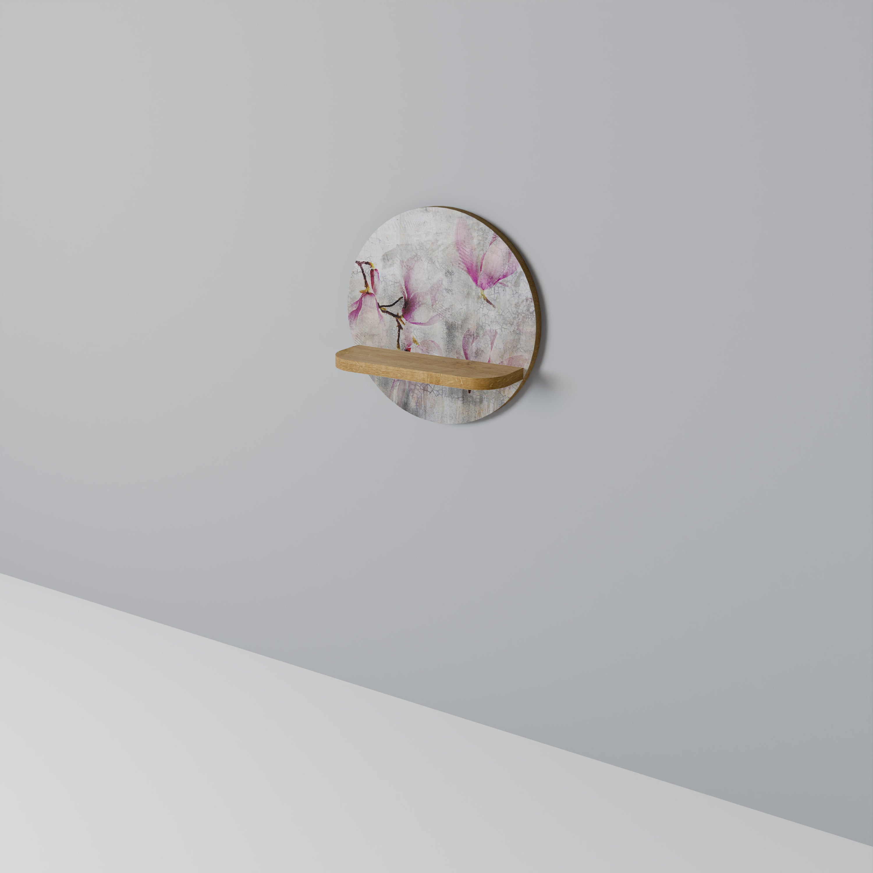 PEONY WHISPER Rund Konsthylla I Ekeffekt