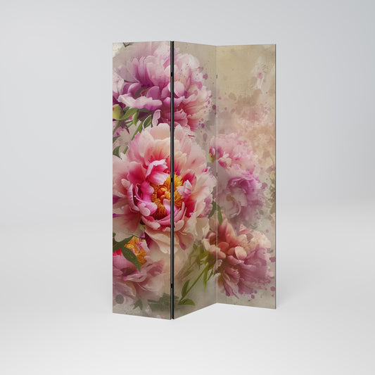 Dekorativ rumsavdelare med 3 paneler PEONY WHISPER