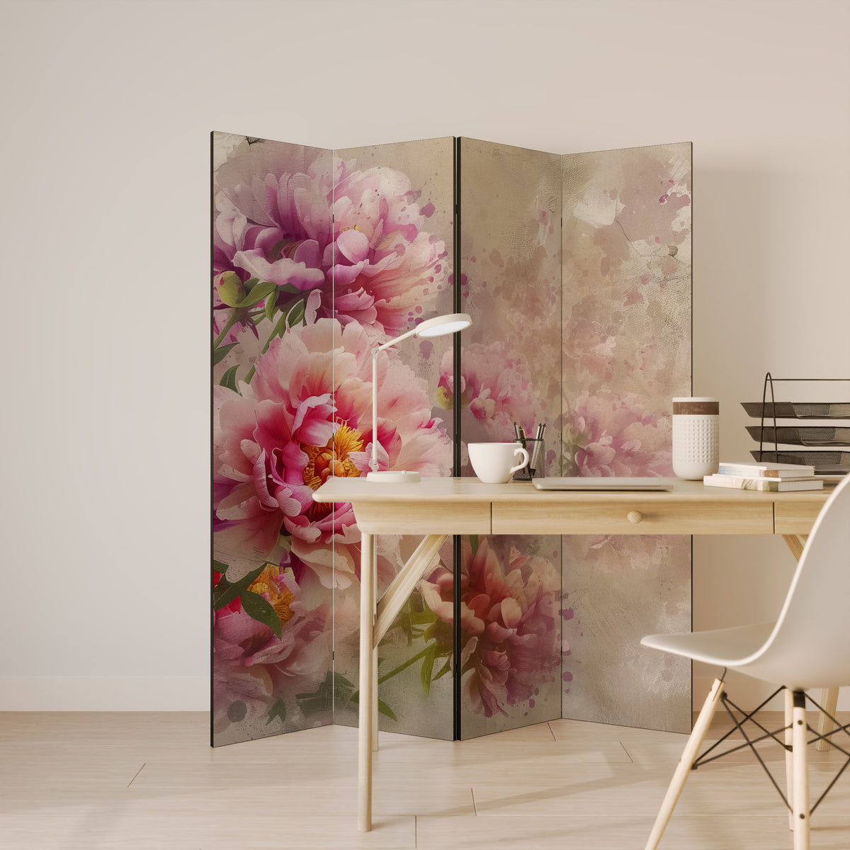 PEONY WHISPER 4-Panel Room Divider