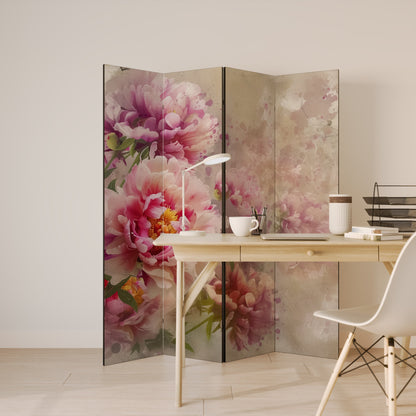 Dekorativ rumsavdelare med 4 paneler PEONY WHISPER