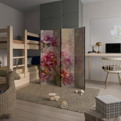 Dekorativ rumsavdelare med 4 paneler PEONY WHISPER