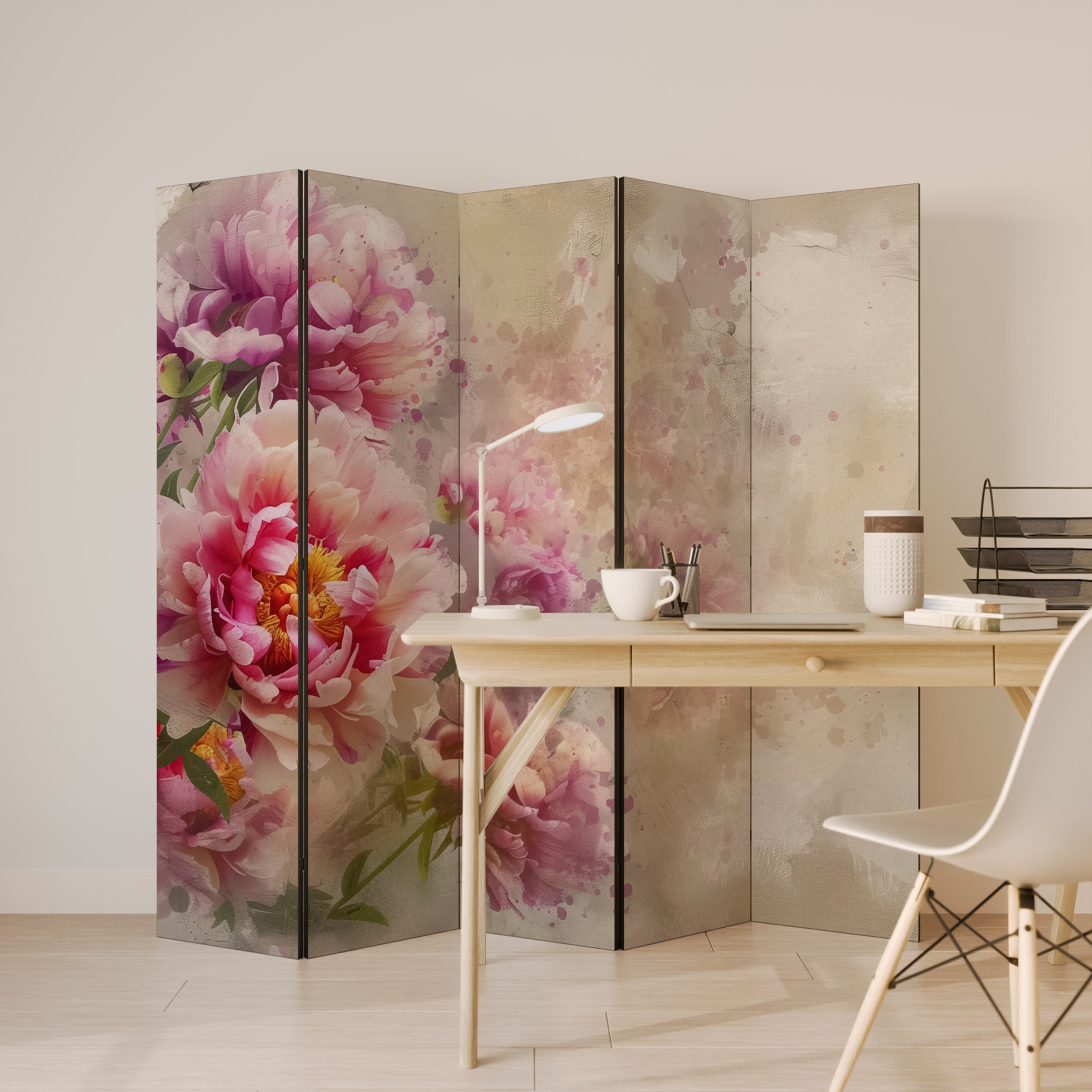 PEONY WHISPER Dekorativ rumsavdelare – 5 paneler