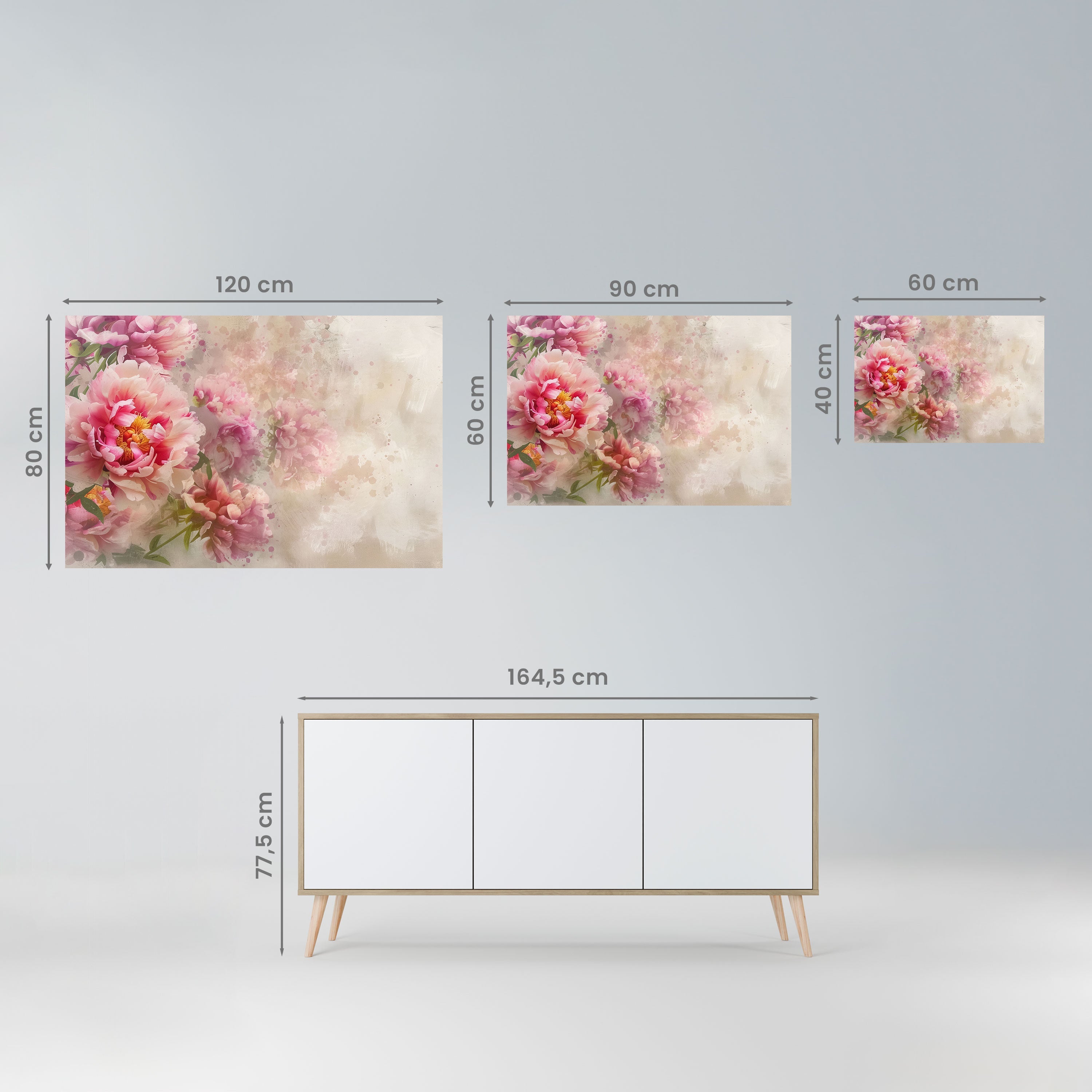 PEONY WHISPER Horisontell affisch med självhäftande motiv
