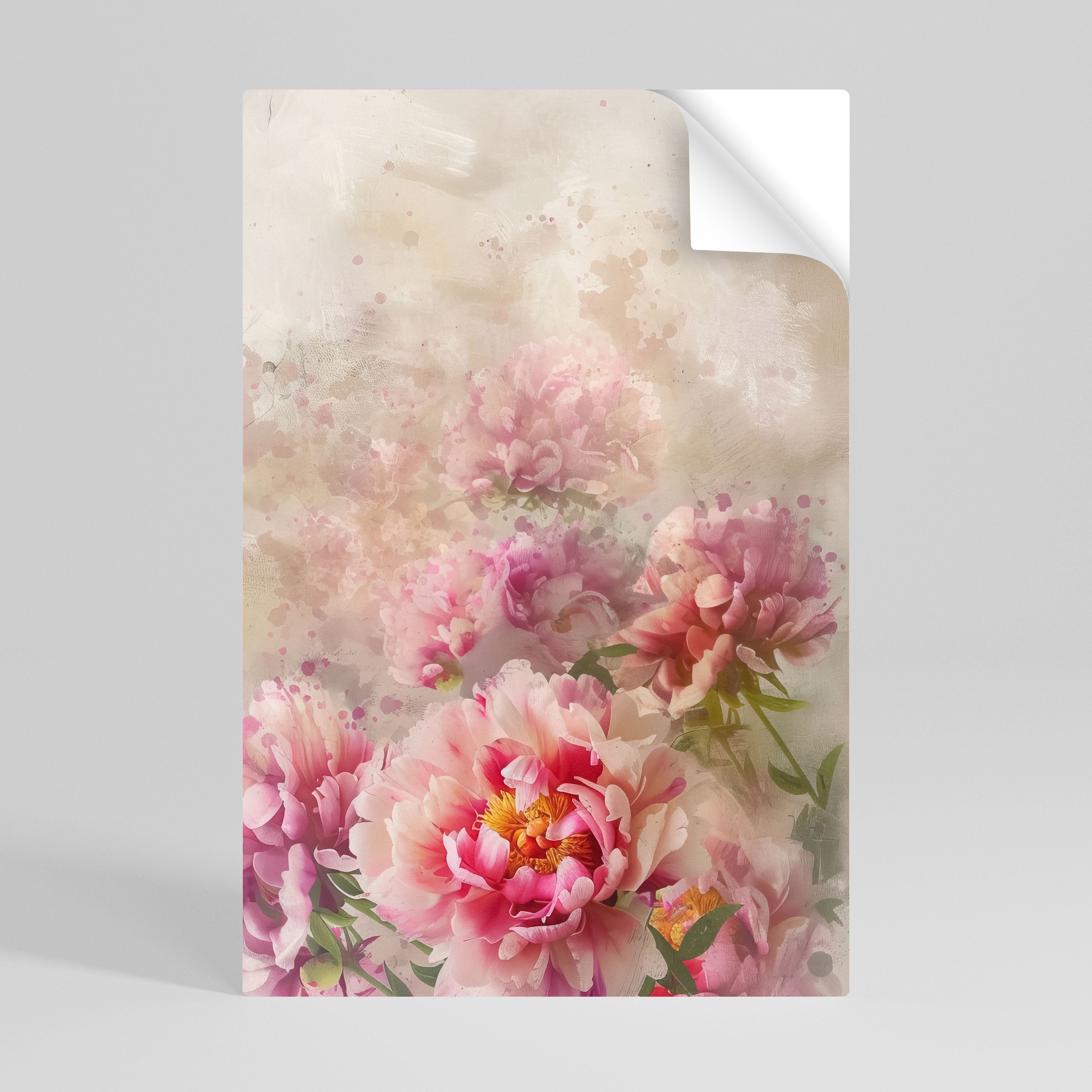 PEONY WHISPER Vertikal poster med självhäftande motiv