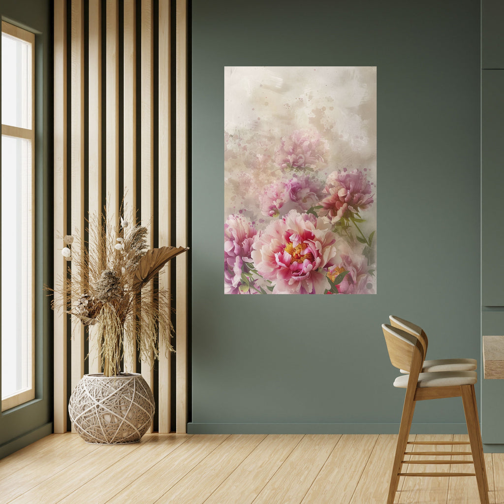 PEONY WHISPER Vertikal poster med självhäftande motiv