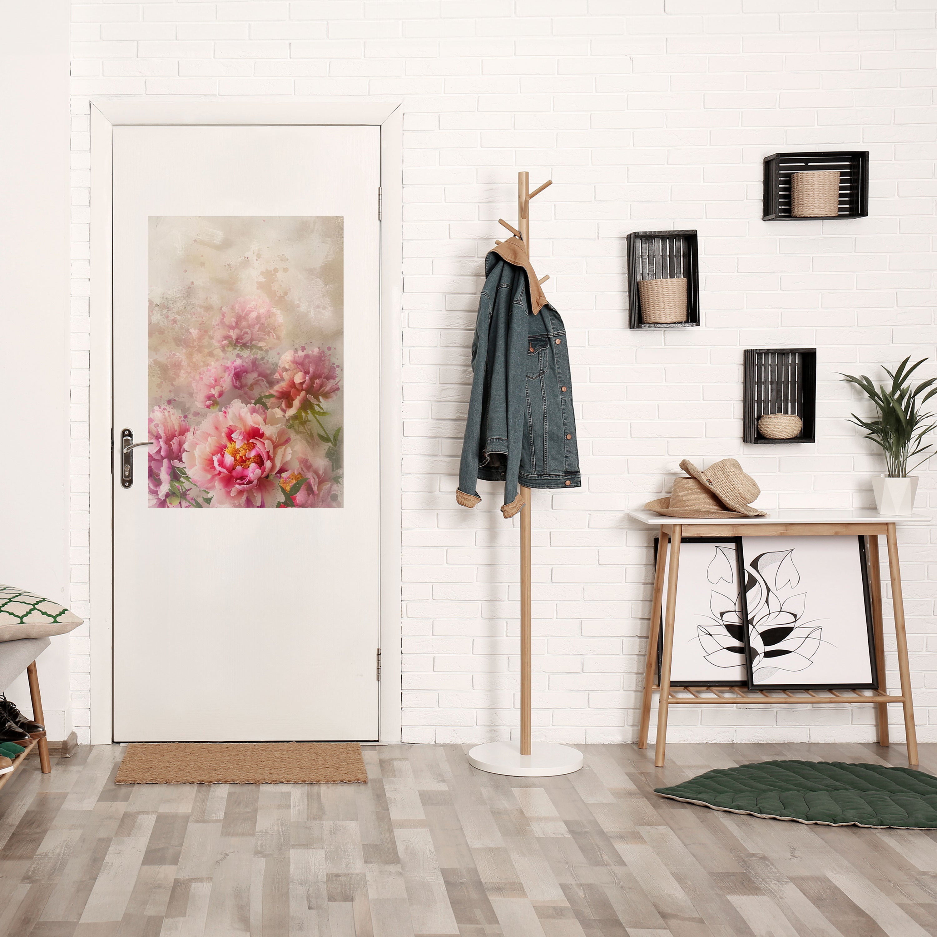 PEONY WHISPER Vertikal poster med självhäftande motiv
