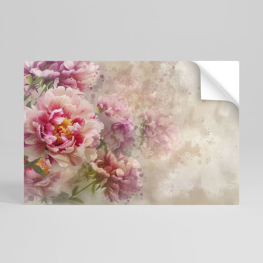 PEONY WHISPER Horisontell affisch med självhäftande motiv
