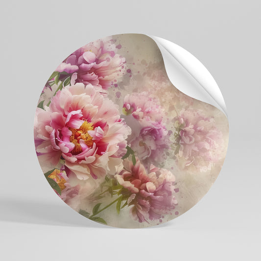 PEONY WHISPER Rund väggdekal