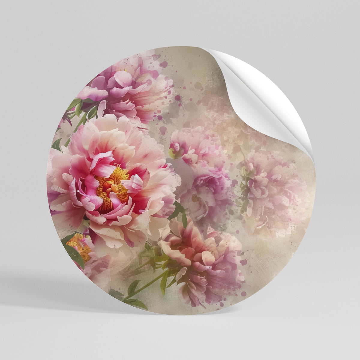 PEONY WHISPER Rund väggdekal