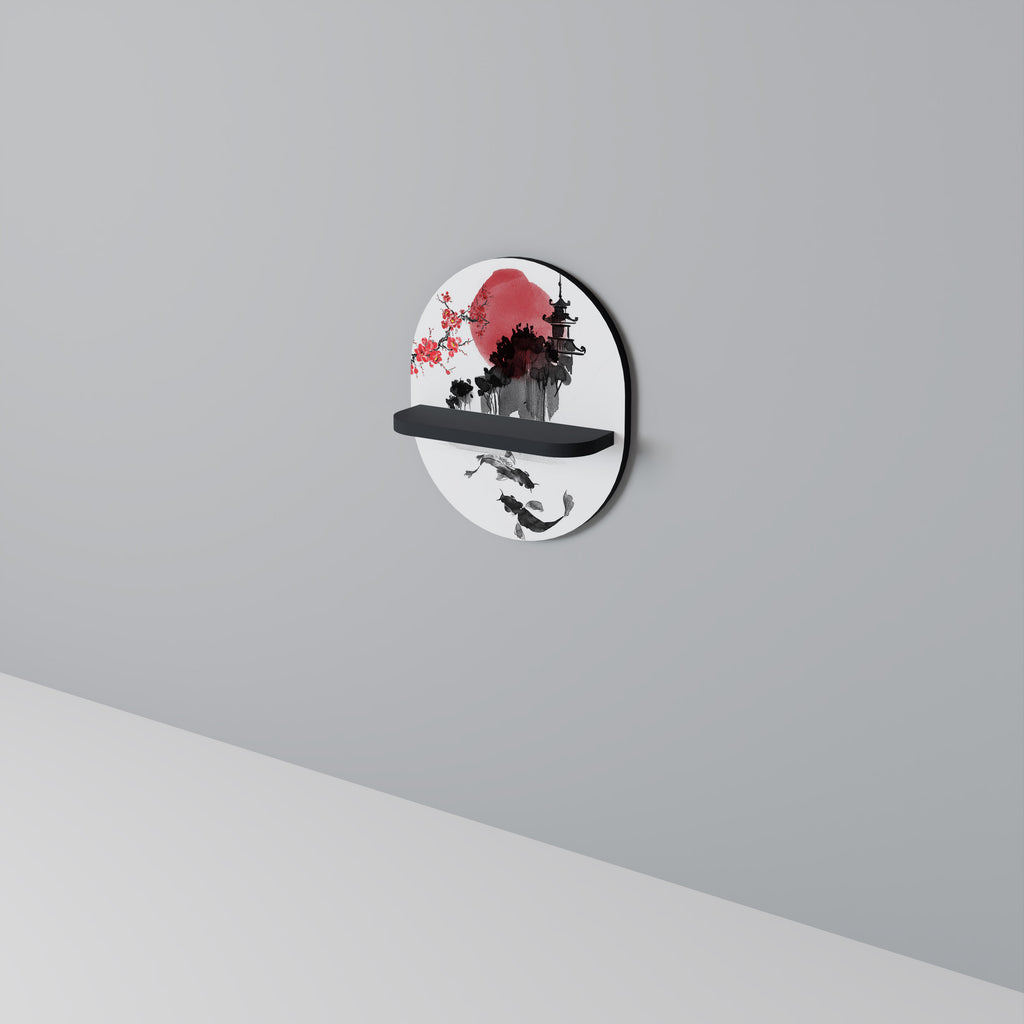 CHERRY SHADOWS Oval konsthylla i svart finish