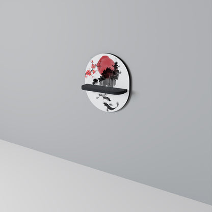 CHERRY SHADOWS Oval konsthylla i svart finish