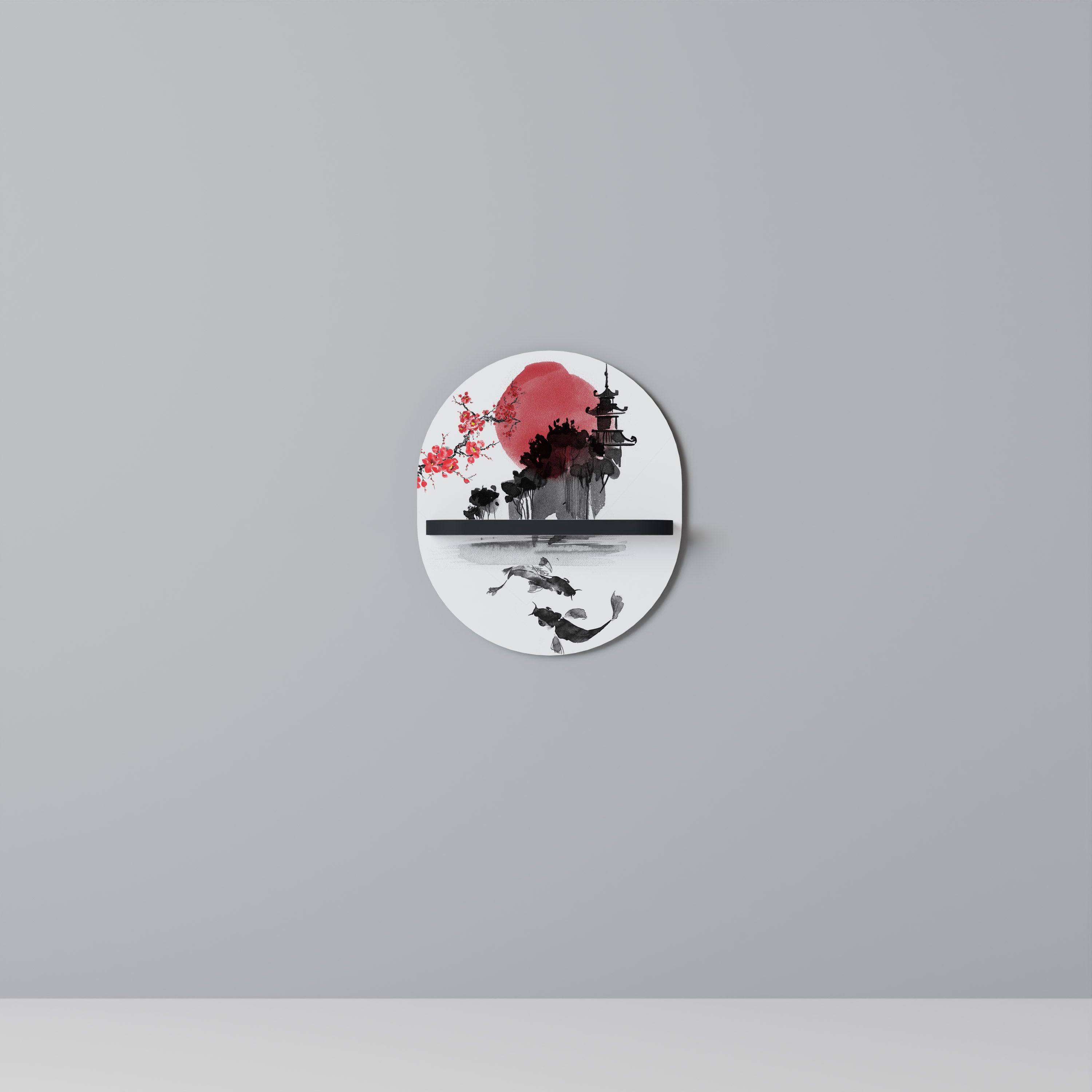CHERRY SHADOWS Oval konsthylla i svart finish