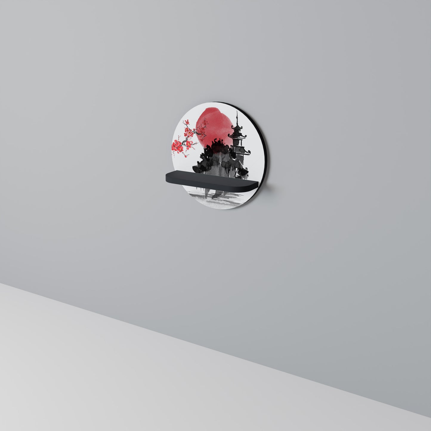 CHERRY SHADOWS Rund konsthylla i svart finish