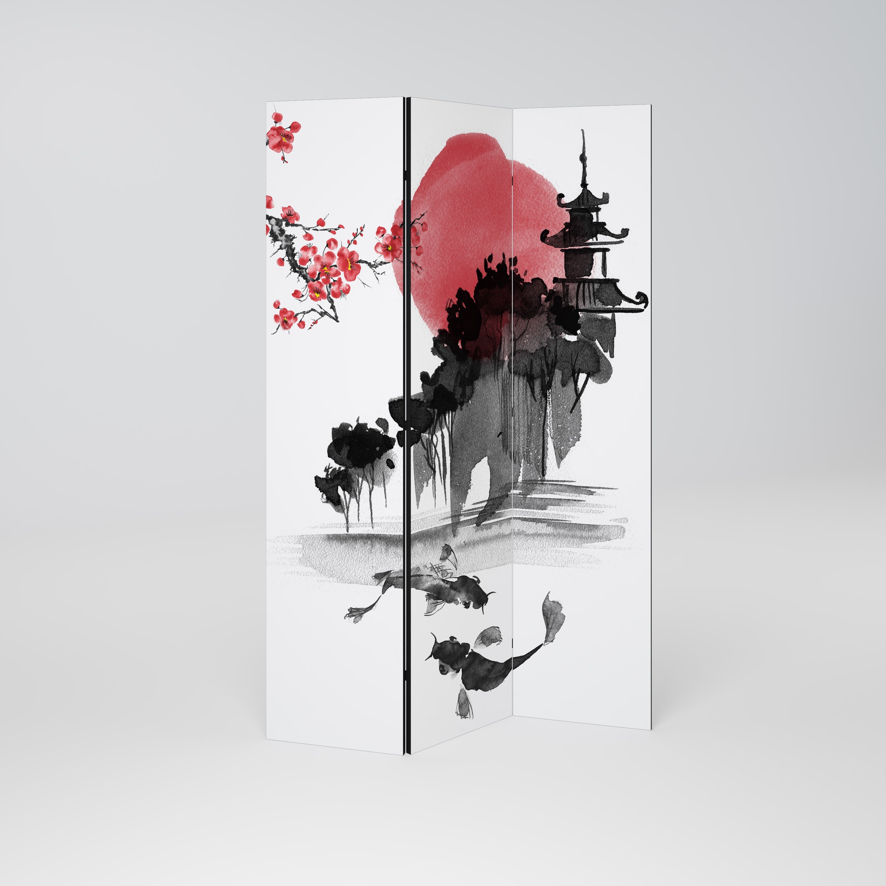 Dekorativ rumsavdelare med 3 paneler i CHERRY SHADOWS