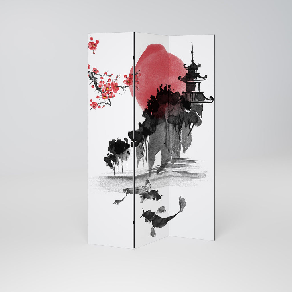 Dekorativ rumsavdelare med 3 paneler i CHERRY SHADOWS