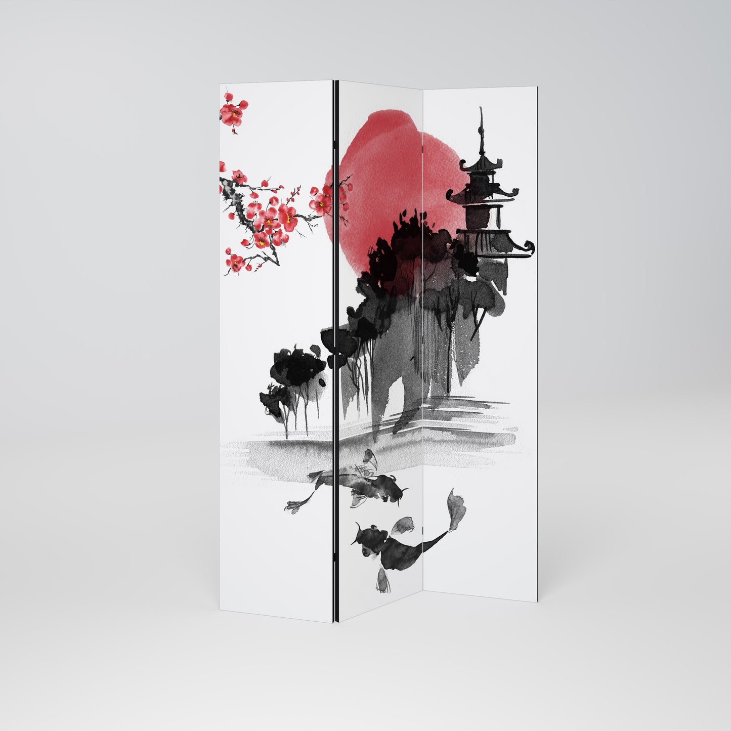 Dekorativ rumsavdelare med 3 paneler i CHERRY SHADOWS