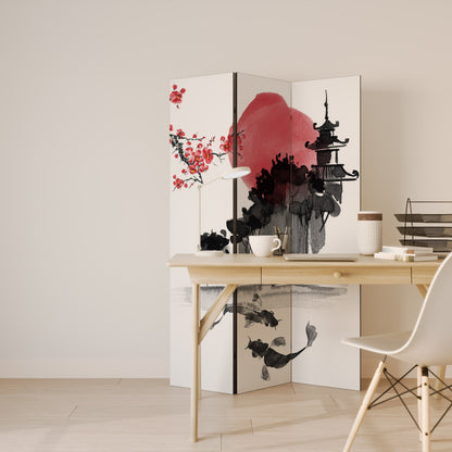 Dekorativ rumsavdelare med 3 paneler i CHERRY SHADOWS