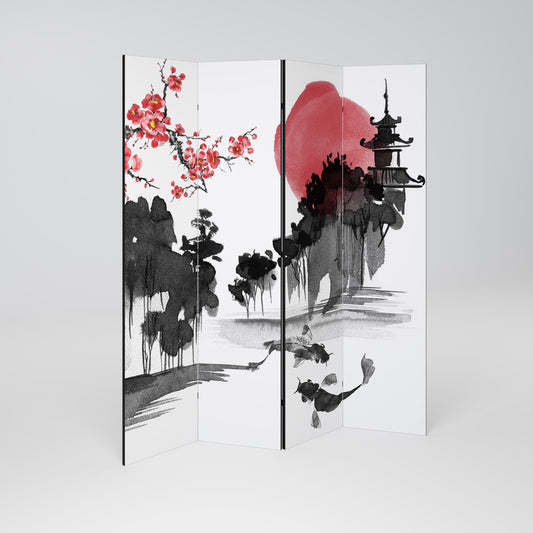 Dekorativ rumsavdelare med 4 paneler i CHERRY SHADOWS
