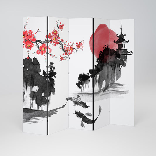 Dekorativ rumsavdelare med 5 paneler i CHERRY SHADOWS