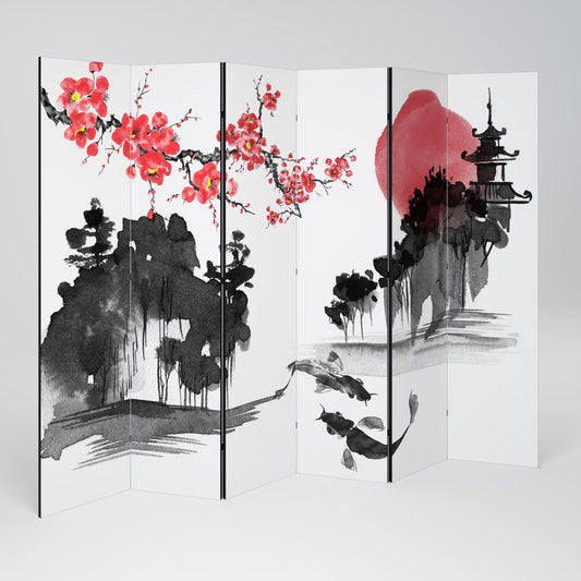 Dekorativ rumsavdelare med 6 paneler i CHERRY SHADOWS