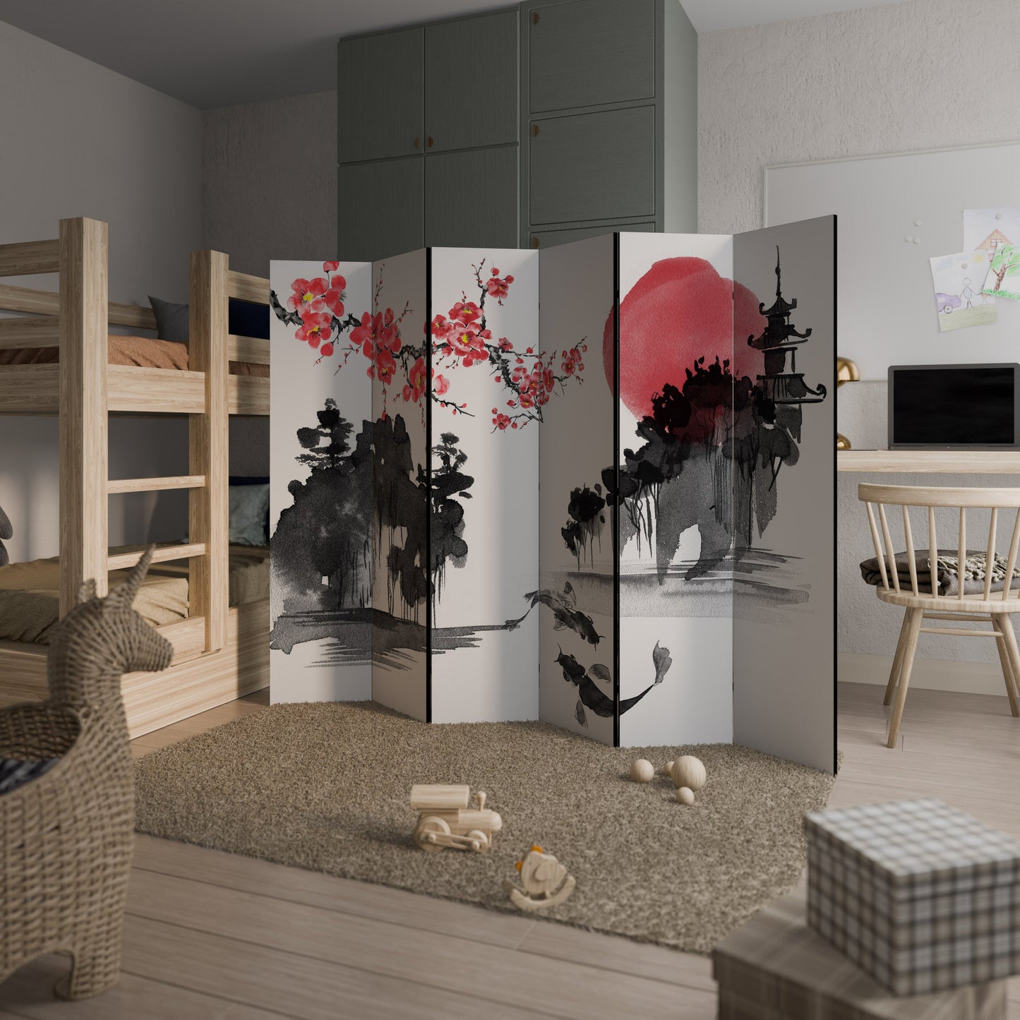 CHERRY SHADOWS Decorative 6-Panel Room Divider