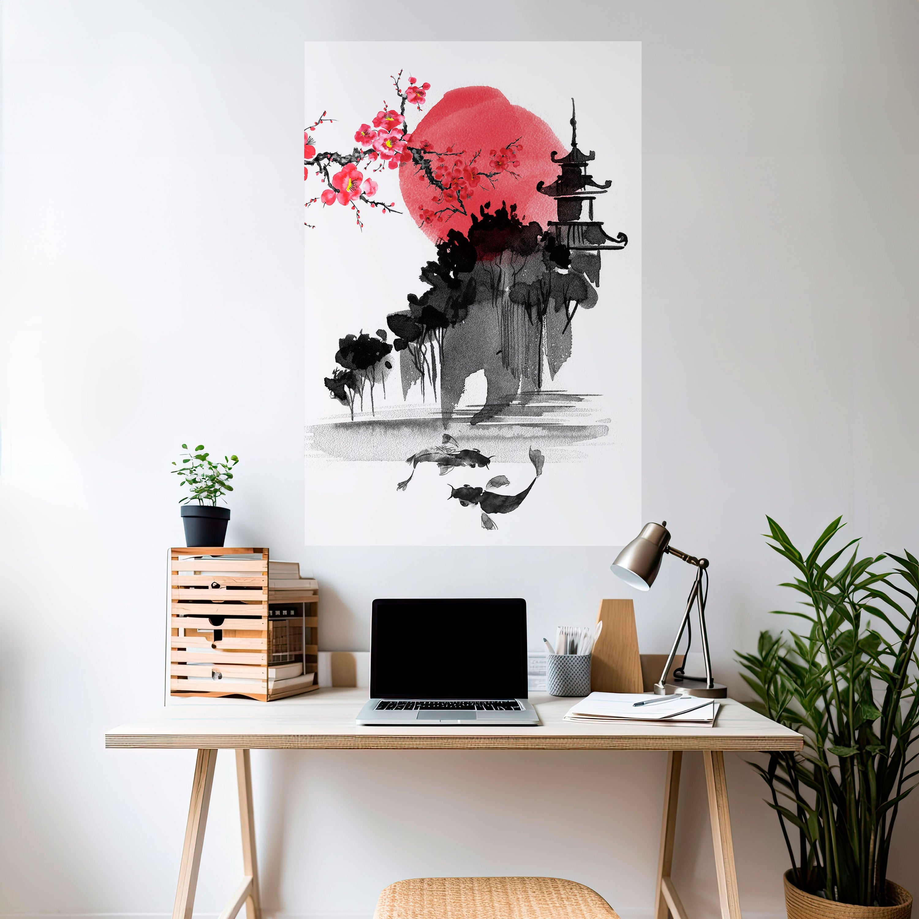 CHERRY SHADOWS vertikal poster med självhäftande text