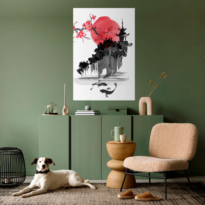 CHERRY SHADOWS vertikal poster med självhäftande text