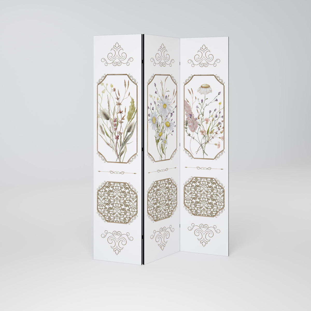 ELEGANT BOTANICAL TAPESTRY Dekorativ rumsavdelare – 3 paneler