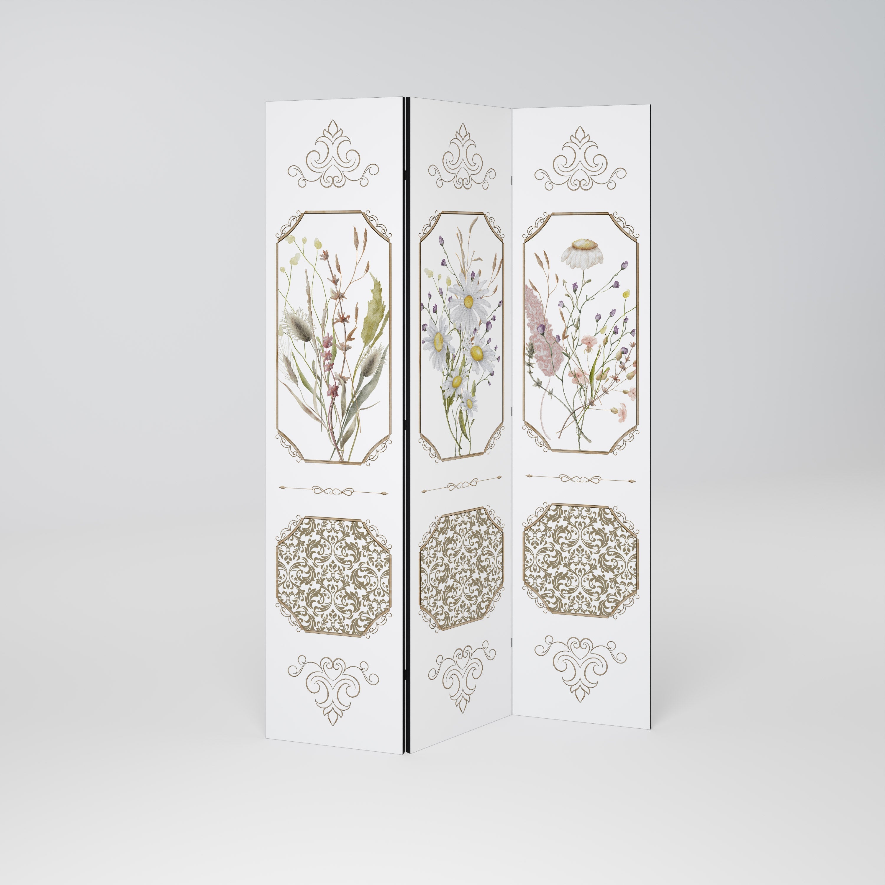 ELEGANT BOTANISK GOBENG Dekorativ rumsavdelare med 3 paneler