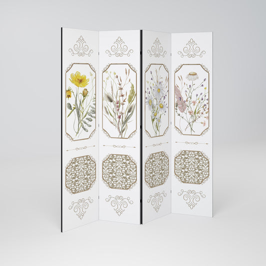 ELEGANT BOTANISK GOBENG Dekorativ rumsavdelare med 4 paneler