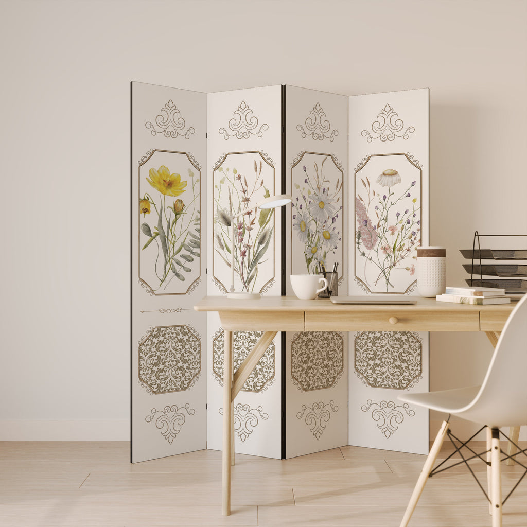 ELEGANT BOTANISK GOBENG Dekorativ rumsavdelare med 4 paneler