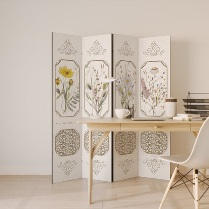 ELEGANT BOTANICAL TAPESTRY Decorative 4-Panel Room Divider