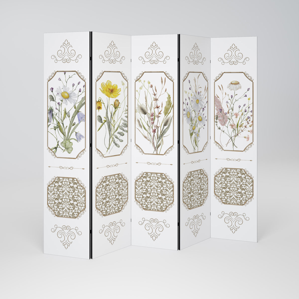 ELEGANT BOTANICAL TAPESTRY Dekorativ rumsavdelare – 5 paneler
