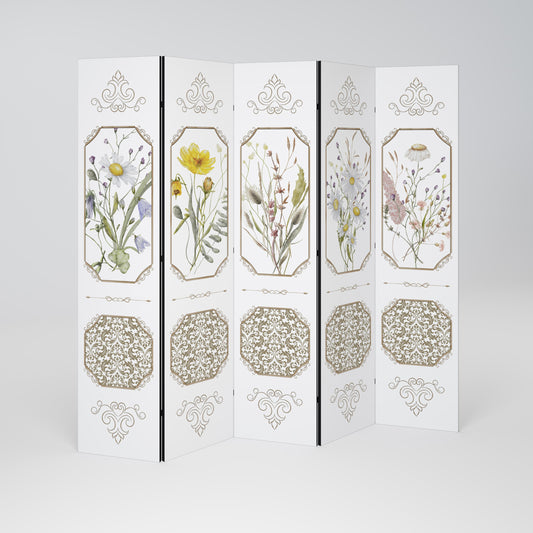 ELEGANT BOTANISK GOBENG Dekorativ rumsavdelare med 5 paneler