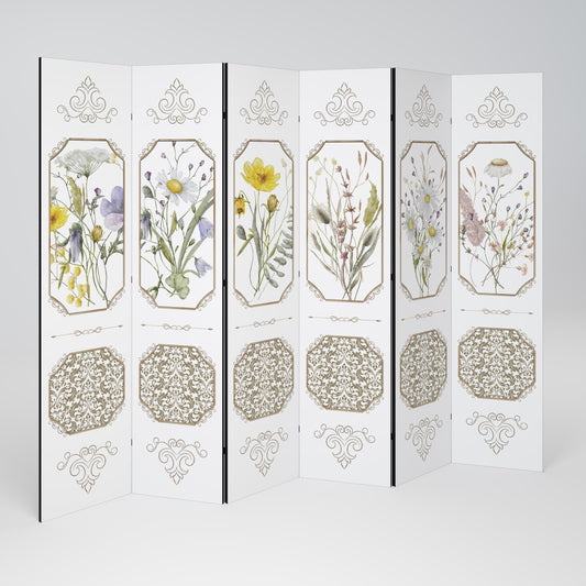 ELEGANT BOTANISK GOBENG Dekorativ rumsavdelare med 6 paneler