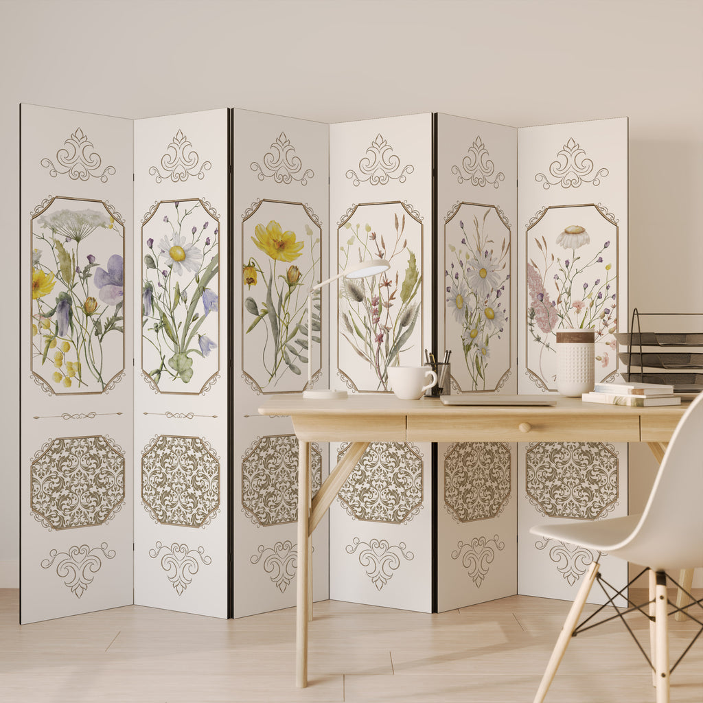 ELEGANT BOTANICAL TAPESTRY Rumsavdelare 6 paneler