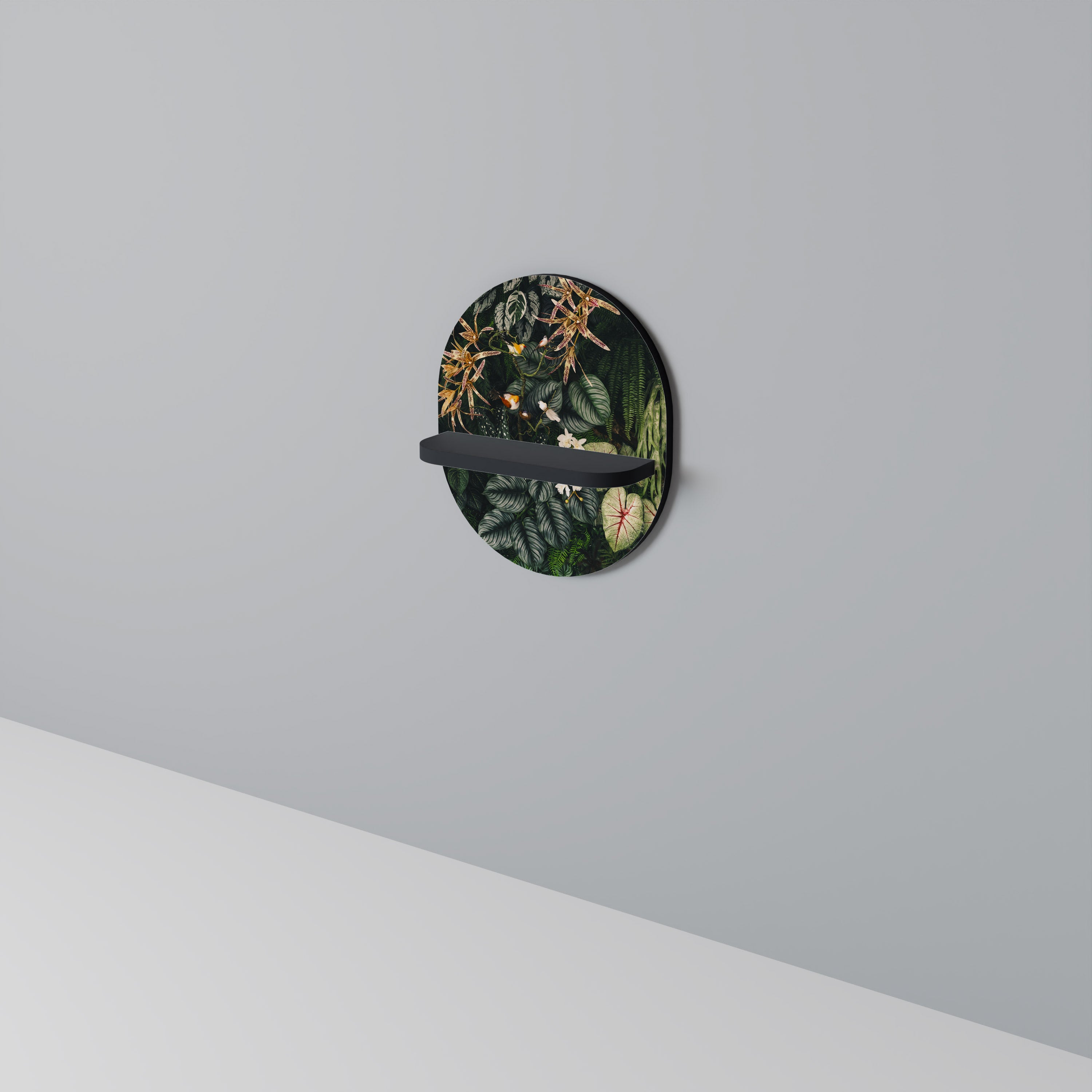 SILENT WILDERNESS Oval konsthylla i svart finish
