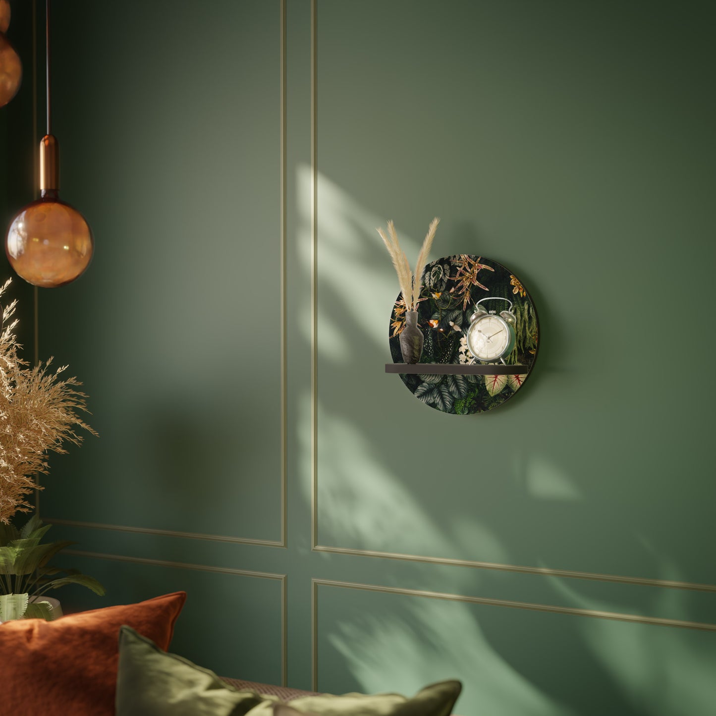 SILENT WILDERNESS Round Art Shelf In Black Finish