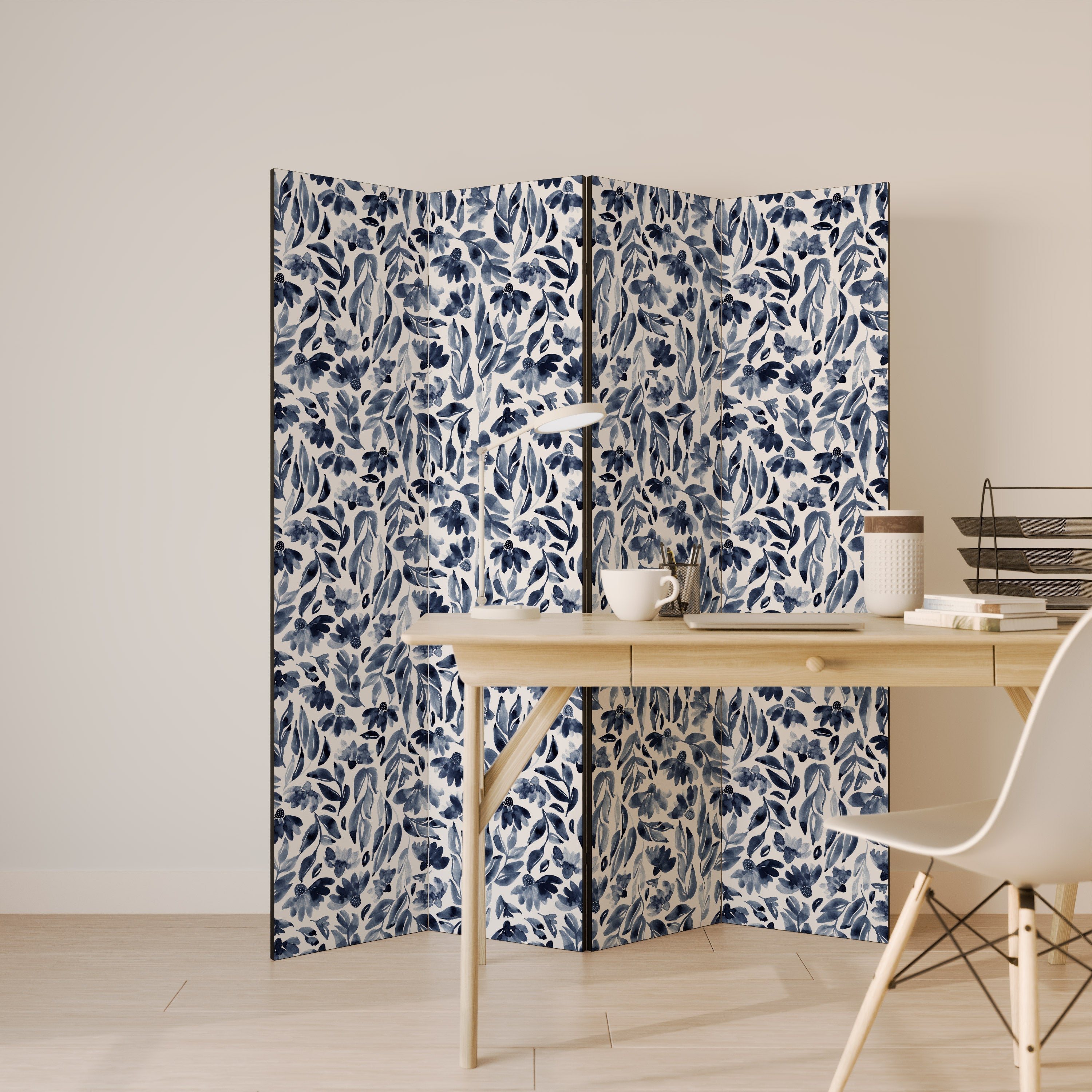 FLORAL FANTASY FABLE Dekorativ rumsavdelare med 4 paneler