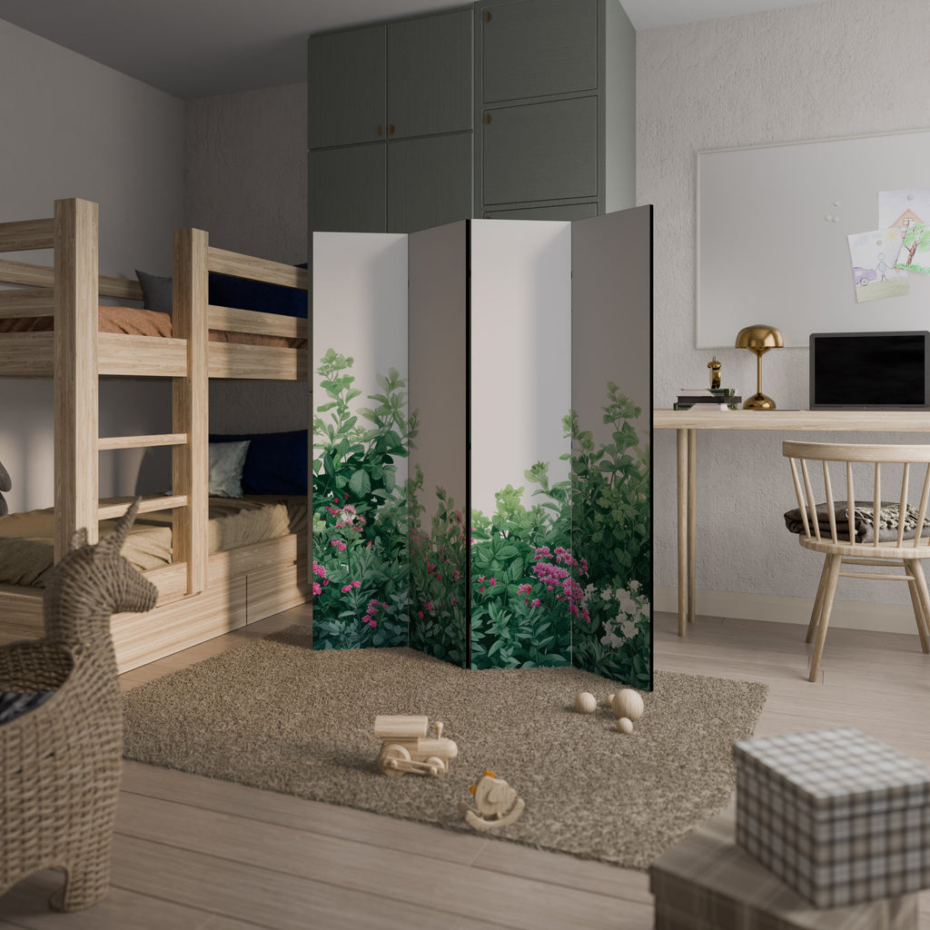 Dekorativ rumsavdelare med 4 paneler, FLORAL SERENITY BARRIER