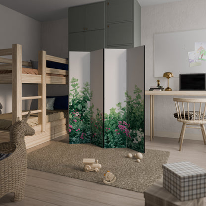 Dekorativ rumsavdelare med 4 paneler, FLORAL SERENITY BARRIER