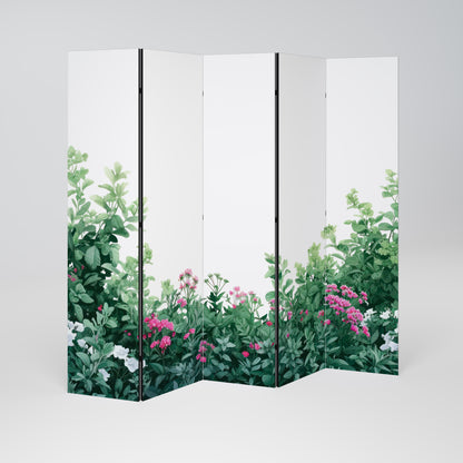 Dekorativ rumsavdelare med 5 paneler, FLORAL SERENITY BARRIER