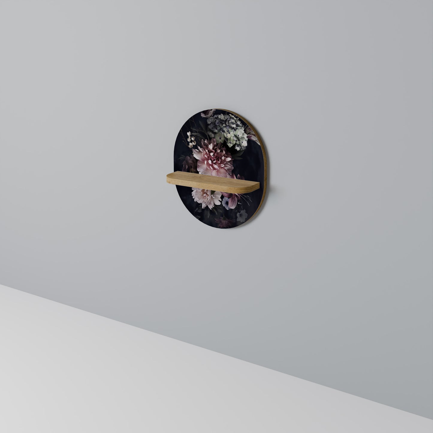 PURE BLOSSOM Oval konsthylla i ekeffekt