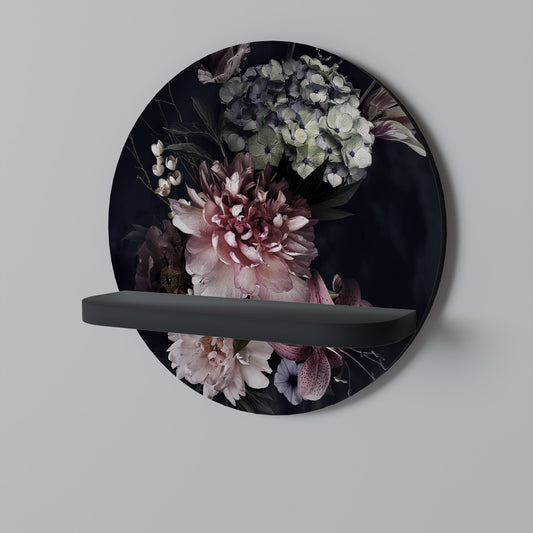 PURE BLOSSOM rund konsthylla i svart finish