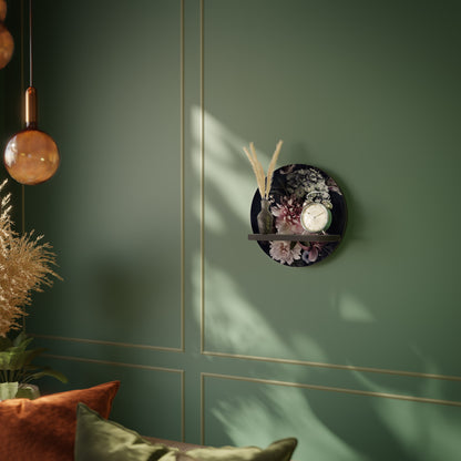 PURE BLOSSOM rund konsthylla i svart finish